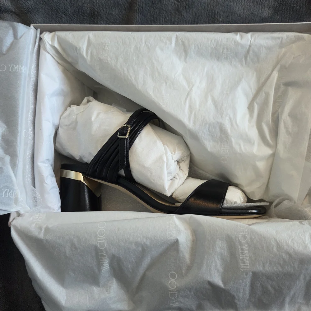 BNIB Jimmy Choo Black and Gold Sandals - Picture 2 of 14